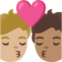 kiss: person, person, medium-light skin tone, medium skin tone emoji