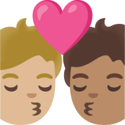 kiss: person, person, medium-light skin tone, medium skin tone emoji