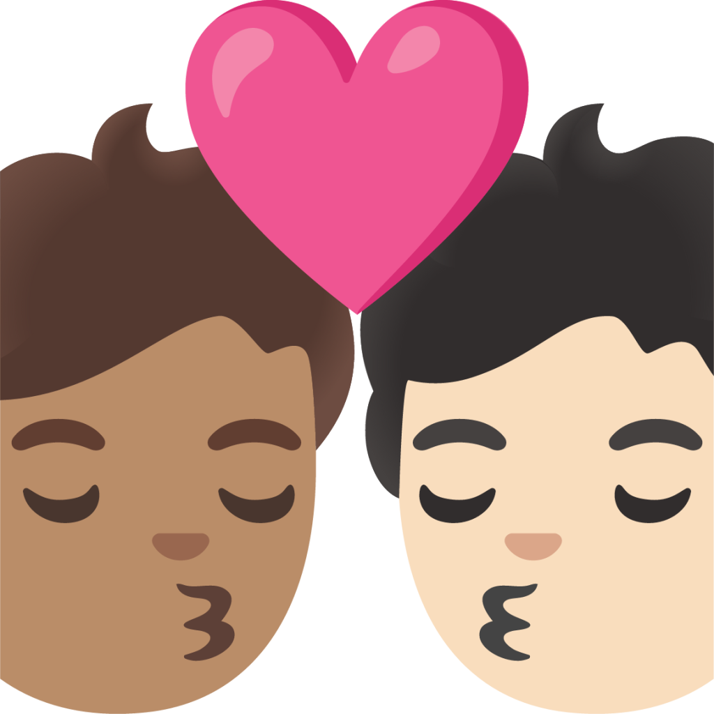 kiss: person, person, medium skin tone, light skin tone emoji