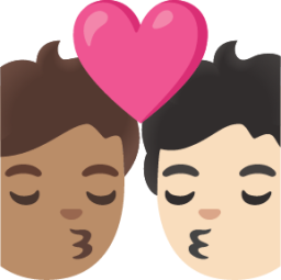 kiss: person, person, medium skin tone, light skin tone emoji