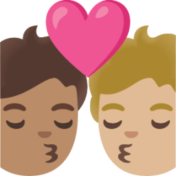 kiss: person, person, medium skin tone, medium-light skin tone emoji