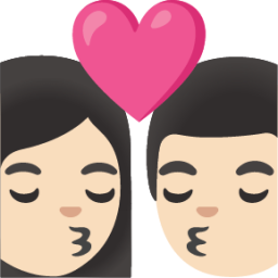 kiss: woman, man, light skin tone emoji