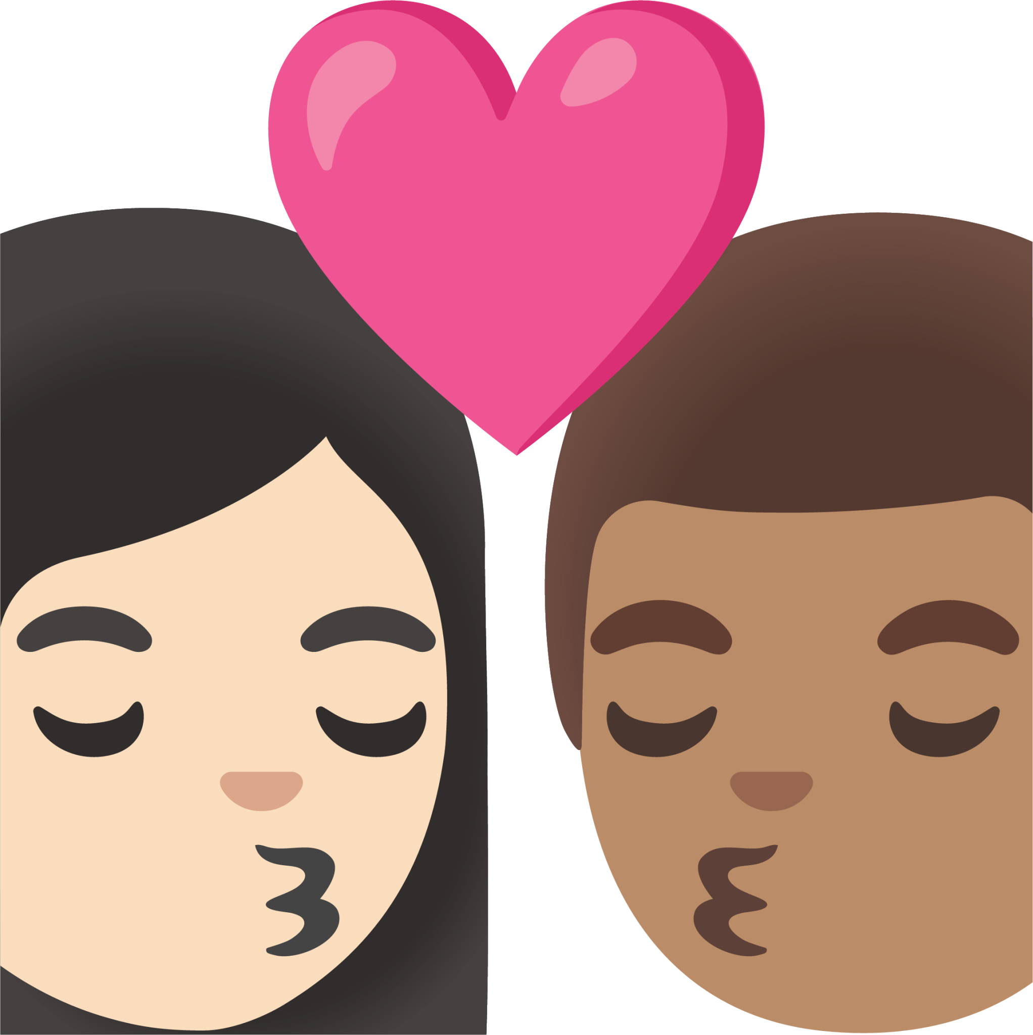 kiss: woman, man, light skin tone, medium skin tone emoji