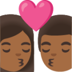 kiss: woman, man, medium-dark skin tone emoji