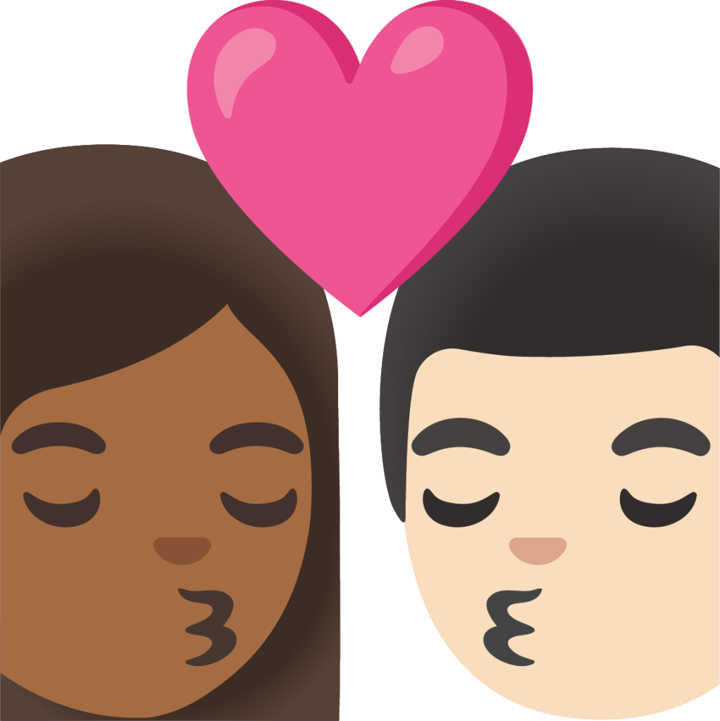 kiss: woman, man, medium-dark skin tone, light skin tone emoji