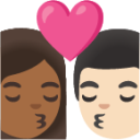 kiss: woman, man, medium-dark skin tone, light skin tone emoji