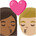 kiss: woman, man, medium-dark skin tone, medium-light skin tone emoji