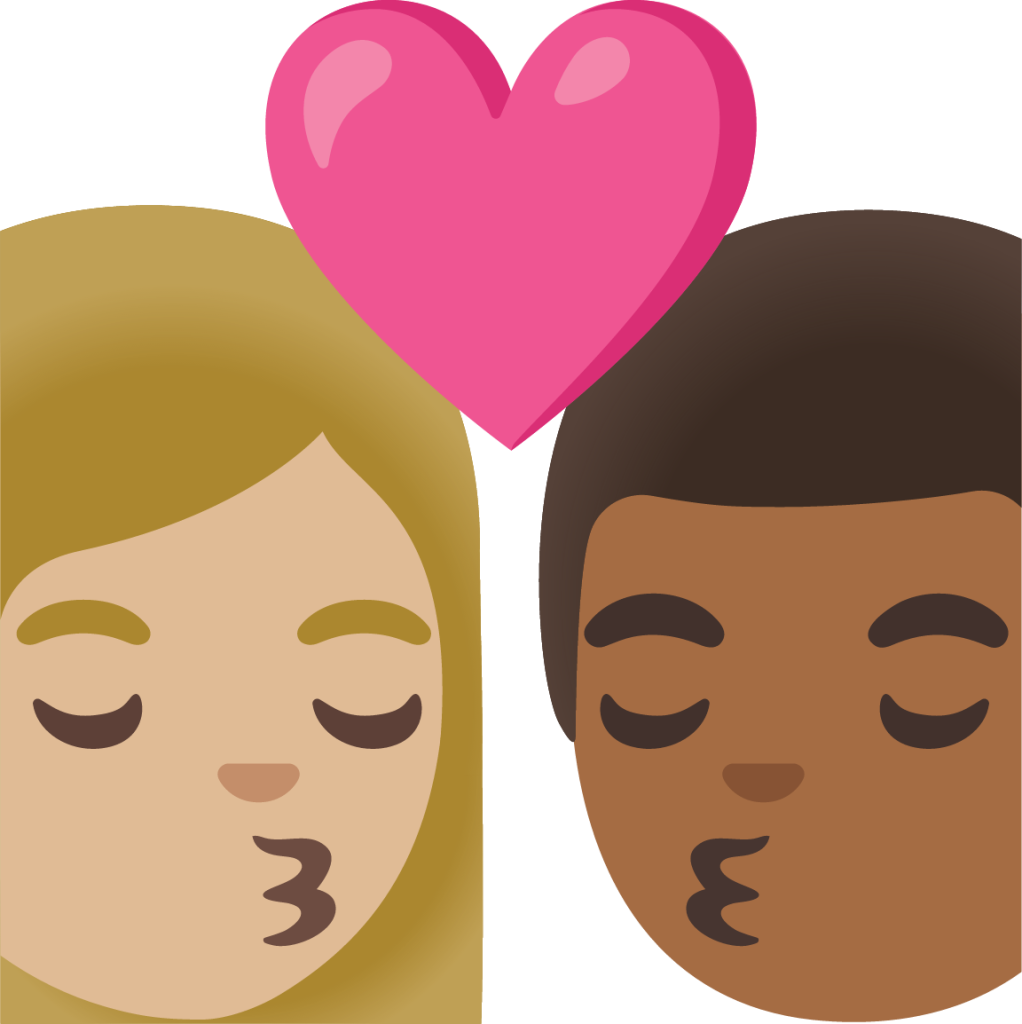 kiss: woman, man, medium-light skin tone, medium-dark skin tone emoji