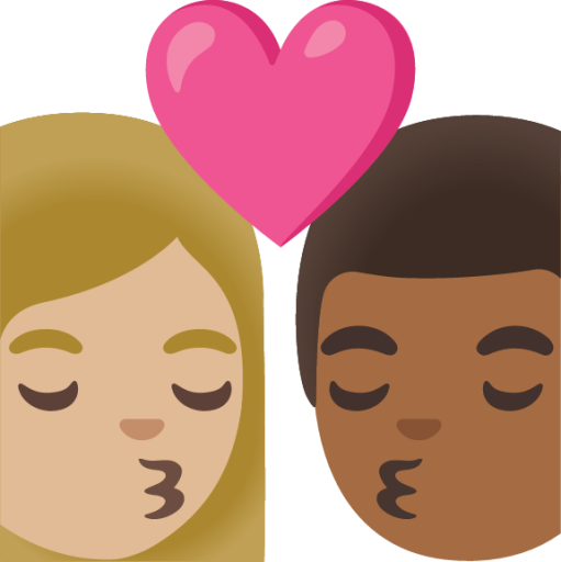kiss: woman, man, medium-light skin tone, medium-dark skin tone emoji