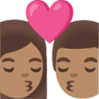 kiss: woman, man, medium skin tone emoji