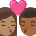 kiss: woman, man, medium skin tone, medium-dark skin tone emoji