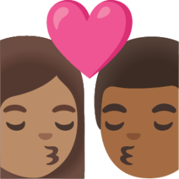 kiss: woman, man, medium skin tone, medium-dark skin tone emoji