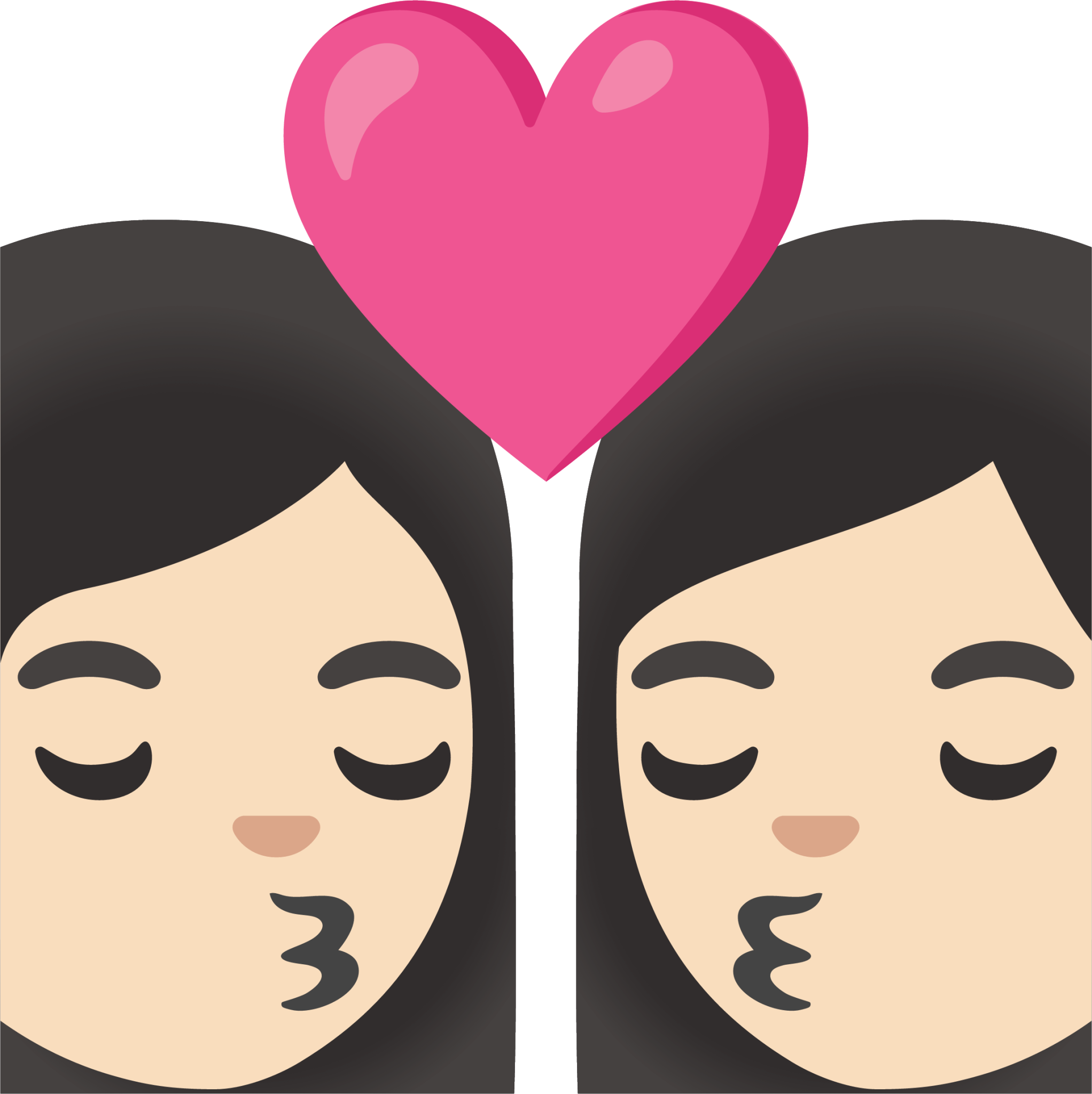 kiss: woman, woman, light skin tone emoji