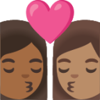 kiss: woman, woman, medium-dark skin tone, medium skin tone emoji