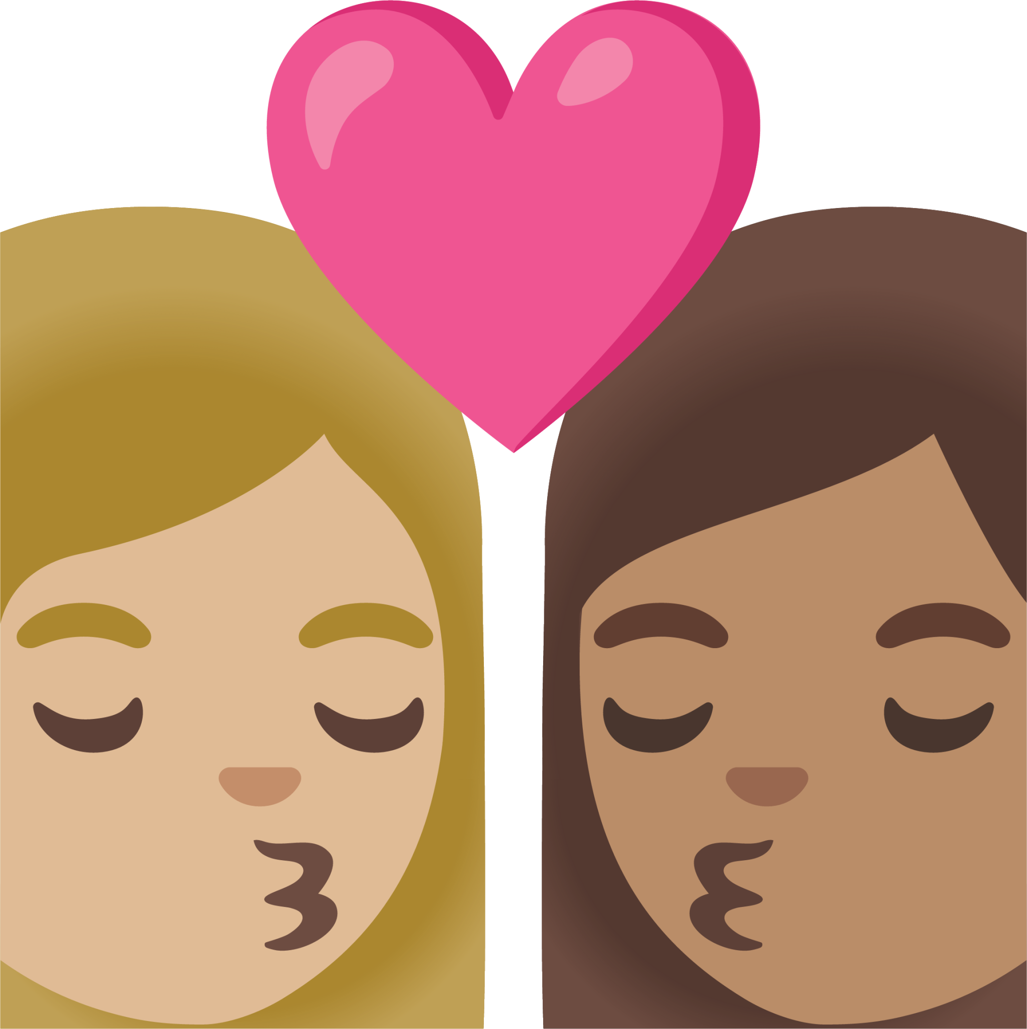 kiss: woman, woman, medium-light skin tone, medium skin tone emoji