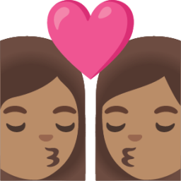 kiss: woman, woman, medium skin tone emoji