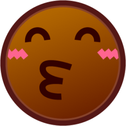 kissing smiling eyes (brown) emoji