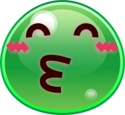 kissing smiling eyes (slime) emoji