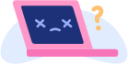 laptop pink computer question mark dead illustration