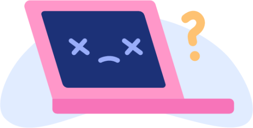 laptop pink computer question mark dead illustration