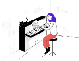 learning education piano woman music illustration