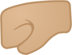 left-facing fist: medium-light skin tone emoji