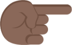 left hand pointing right dark skin tone emoji