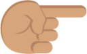 left hand pointing right medium skin tone emoji