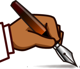 left writing hand (brown) emoji