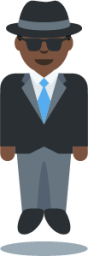 levitating man: dark skin tone emoji