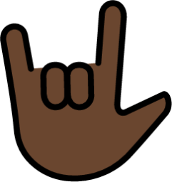 love-you gesture: dark skin tone emoji