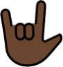 love-you gesture: dark skin tone emoji