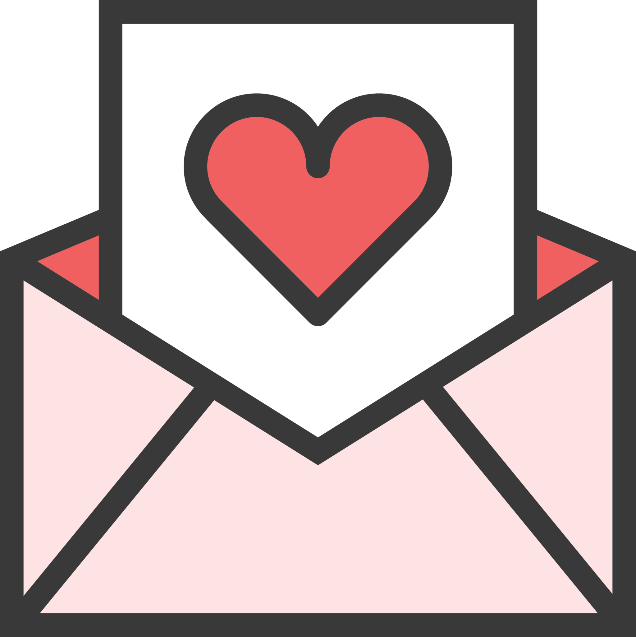 mail open heart icon