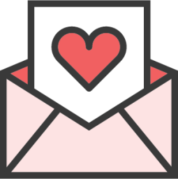 mail open heart icon