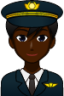 male pilot (black) emoji