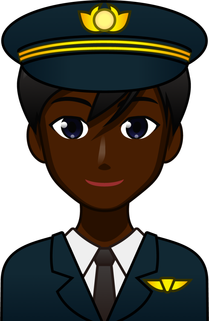 male pilot (black) emoji