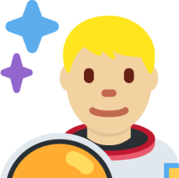 man astronaut: medium-light skin tone emoji