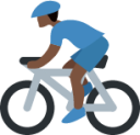man biking: dark skin tone emoji