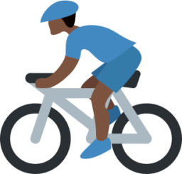 man biking: dark skin tone emoji