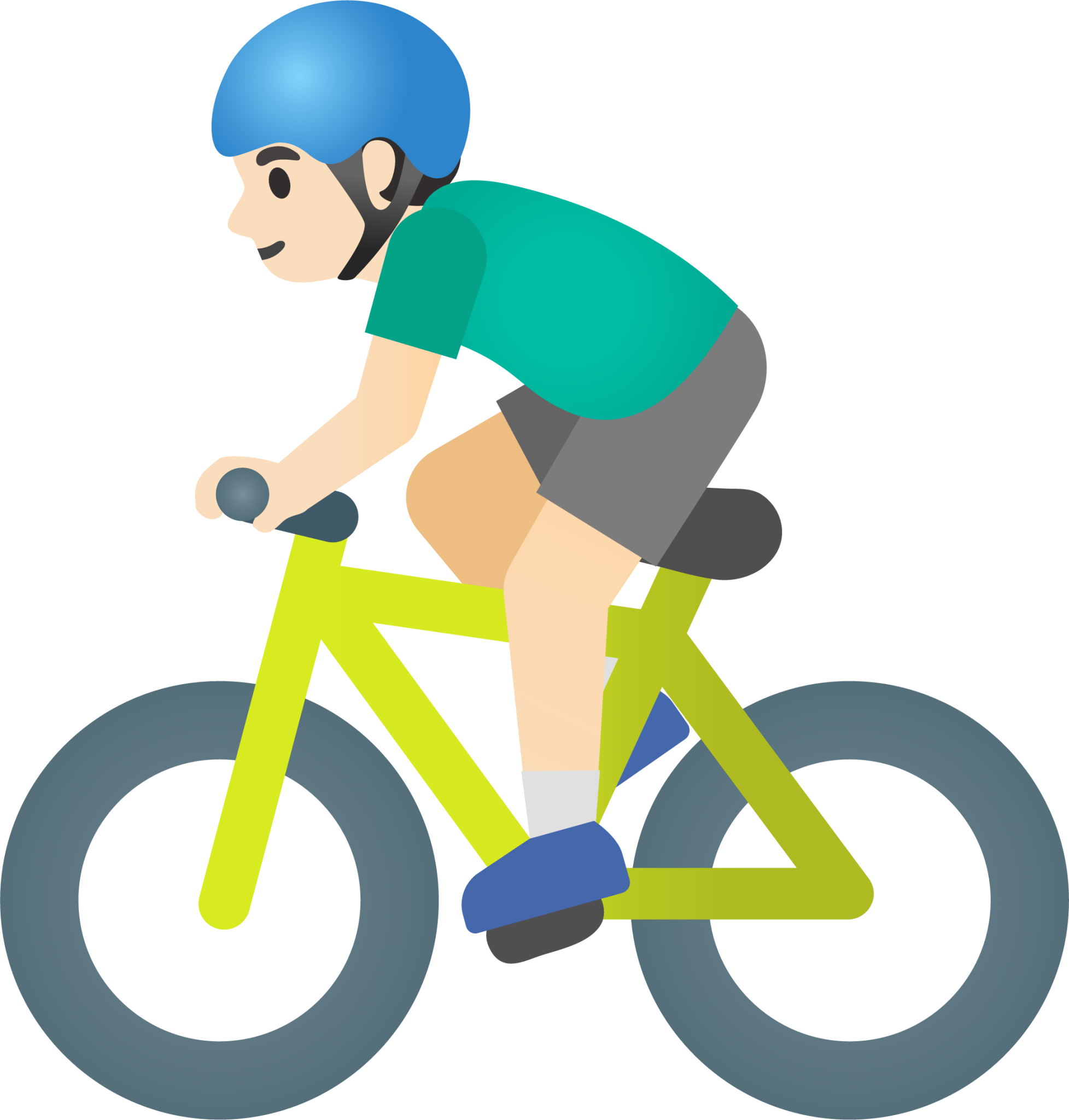man biking: light skin tone emoji