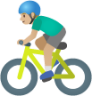 man biking: medium-light skin tone emoji