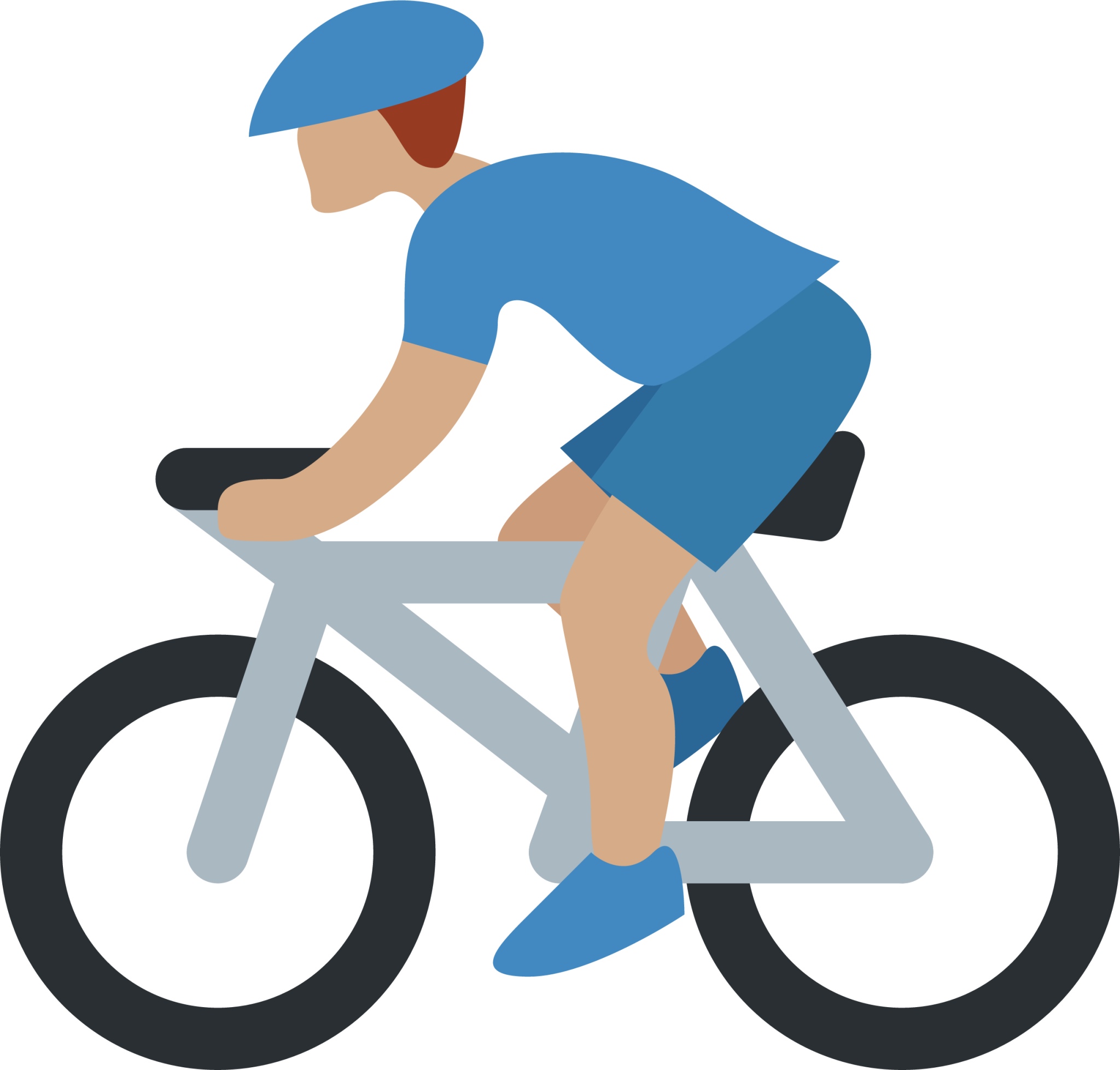 man biking: medium skin tone emoji