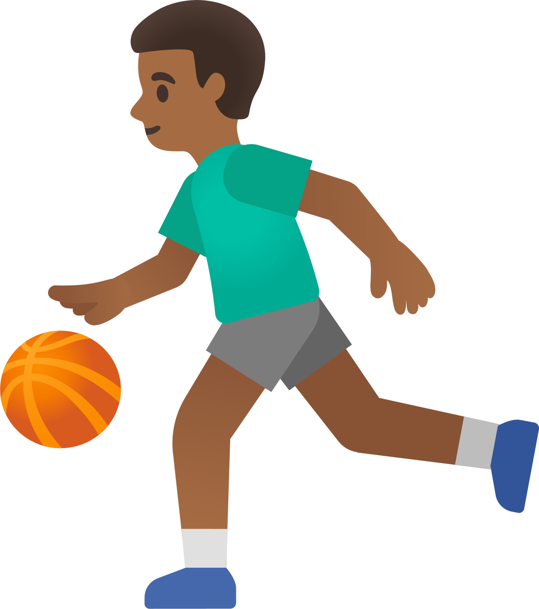 man bouncing ball: medium-dark skin tone emoji