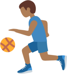 man bouncing ball: medium-dark skin tone emoji