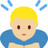 man bowing: medium-light skin tone emoji