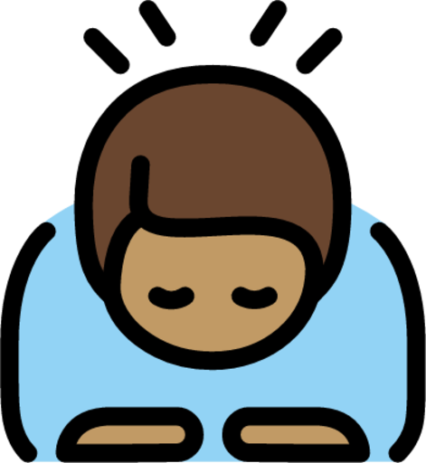 man bowing: medium skin tone emoji