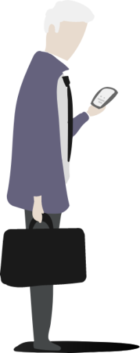 man briefcase phone illustration