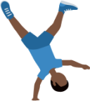 man cartwheeling: dark skin tone emoji