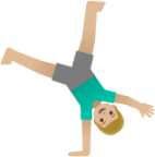 man cartwheeling: medium-light skin tone emoji