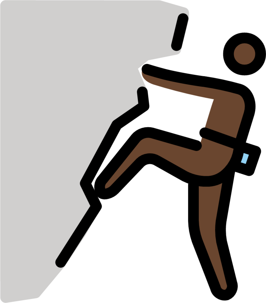 man climbing: dark skin tone emoji